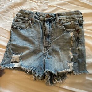 American Eagle Outfitters Blue Jean Shorts Distressed High-Waisted